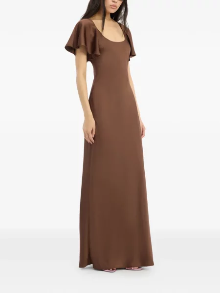 Rochie maxi Rotate Birger Christensen din satin maro