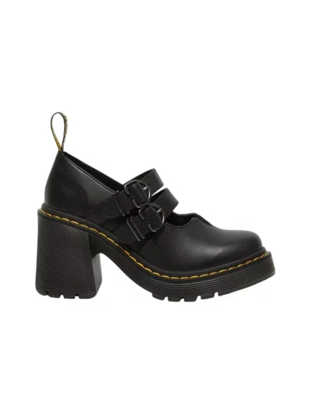 Czółenka Dr. Martens skórzana na wysokim obcasie retro czarna