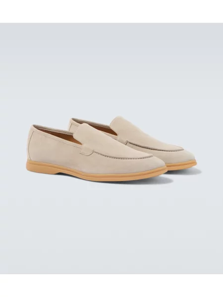 Pantofi loafer Eleventy din piele de căprioară gri