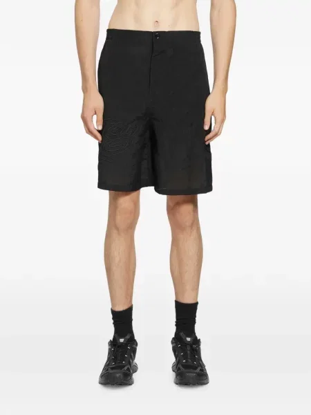 Pantaloni scurți Off-white din organza cu autograf alb