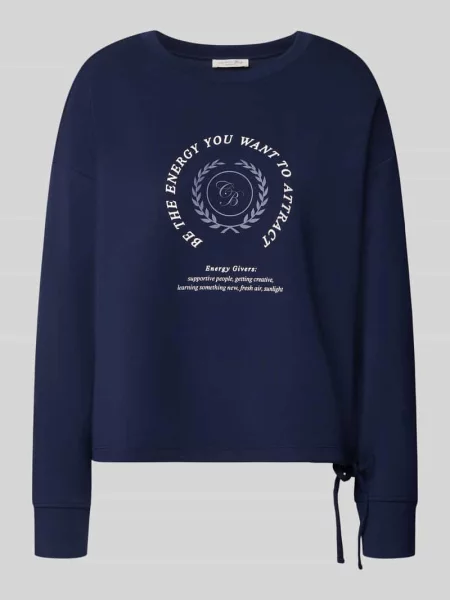 Bluza ze wstążką i nadrukiem z przodu Christian Berg Woman granatowa