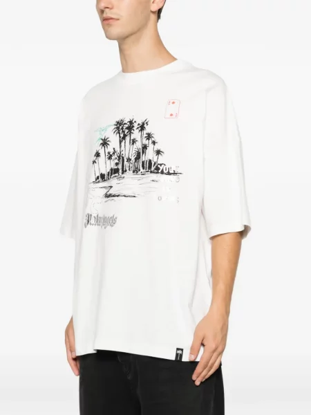 Tricou Palm Angels cu imagine alb