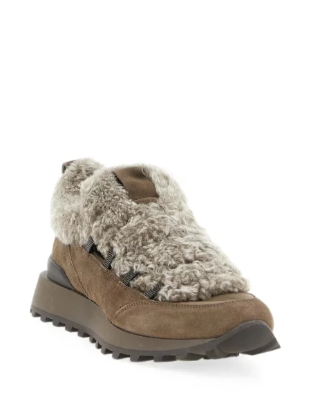 Sneakerși Brunello Cucinelli din piele de oaie maro