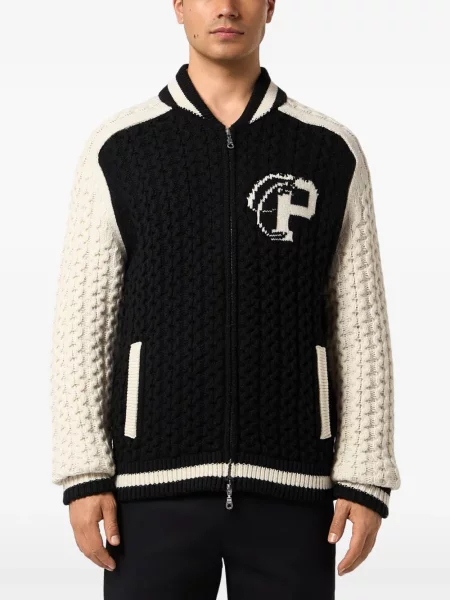 Geacă bomber Philipp Plein tricotate negru