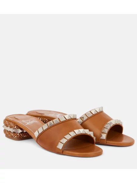 Papuci tip mules Christian Louboutin din piele maro