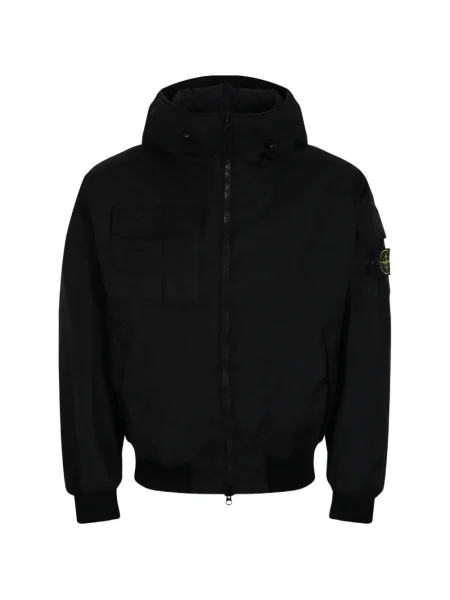 Geacă Stone Island cu glugă cu strasuri negru