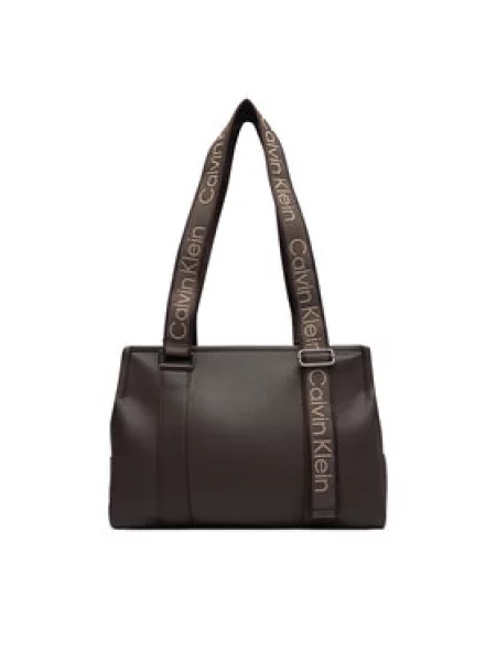 Calvin Klein Ročna torba Webbing Adj Strap Tote rjava