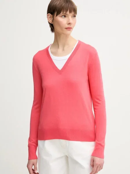 United Colors of Benetton sweter z domieszką jedwabiu lekki różowy
