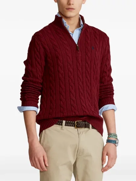 Tricou polo Polo Ralph Lauren cu glugă cu blană cu broderie roșu