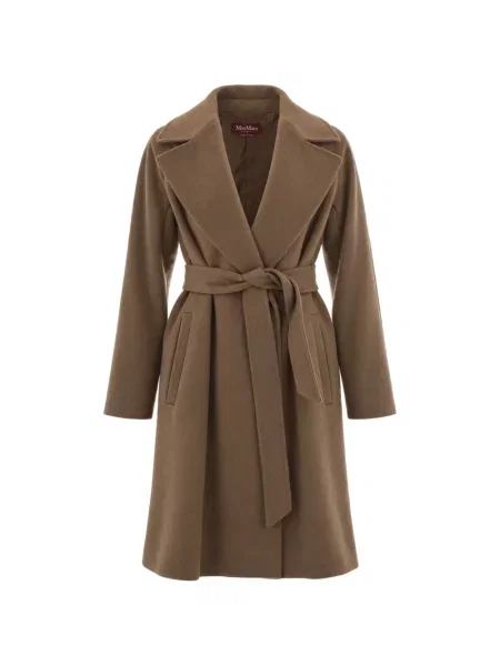 Cu centură palton Max Mara de lână maro