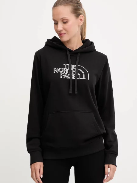 The North Face bluză Drew Peak Light cu glugă cu imprimeu negru