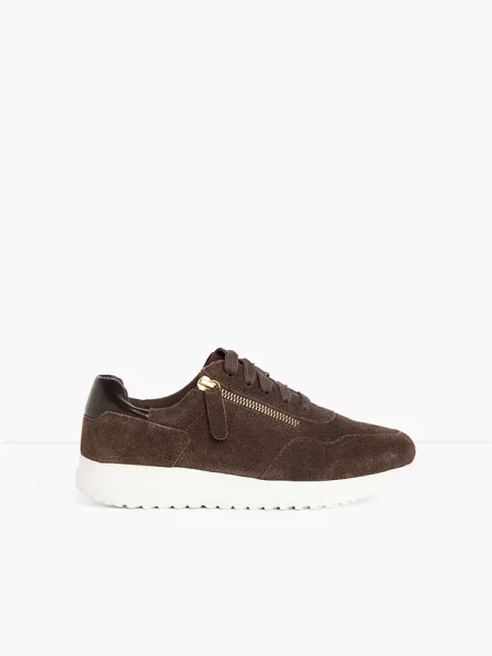 Sneakersy ze skóry welurowej brązowe