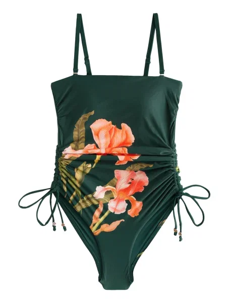 Next Costum de baie întreg pin / închis / portocaliu închis verde