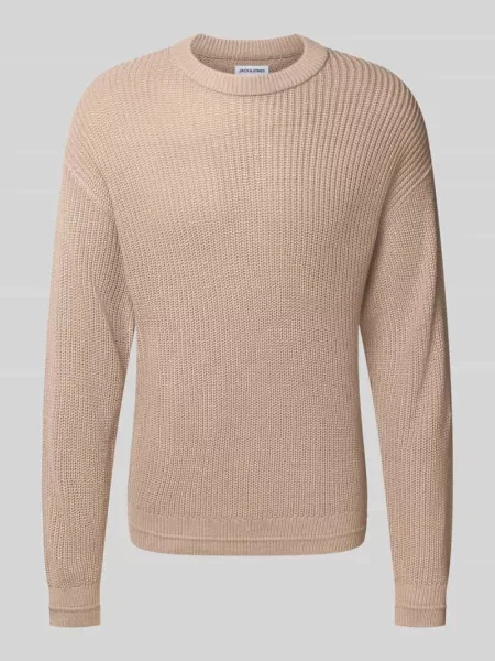 Sweter z dzianiny z okrągłym dekoltem model ‘KAITO’ Jack & Jones szary