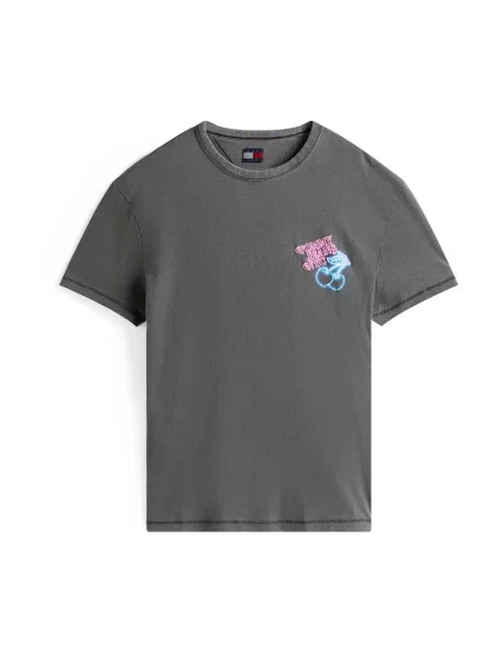 Tommy Jeans Tricou NOVELTY FAIR albastru neon / roz / negru alb