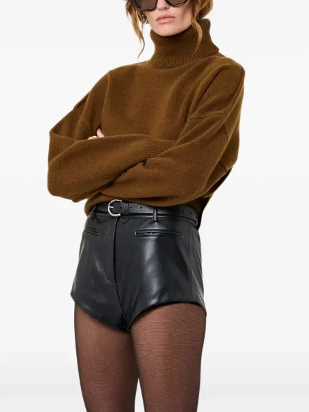Pantaloni scurți Nicholas din piele negru