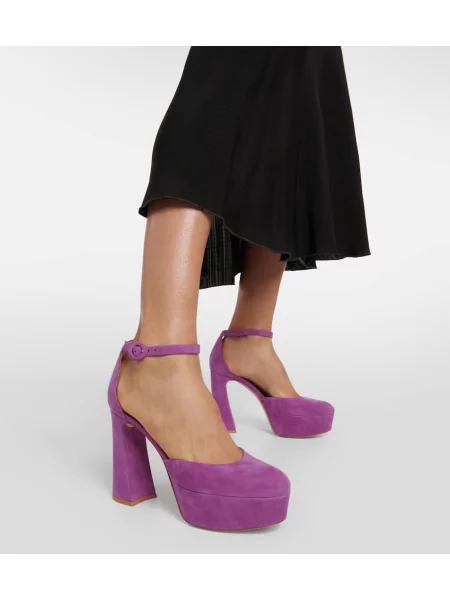 Pantofi cu toc Gianvito Rossi din piele de căprioară cu platformă roz