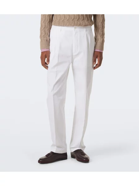 Pantaloni Dunhill din cașmir alb