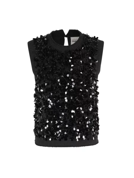 Haftowany sweter Semicouture z kaszmiru czarny