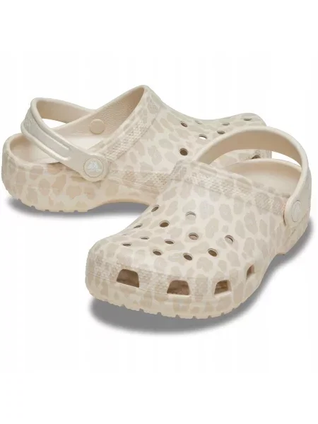 Chodaki Dla Dzieci Crocs Classic Animal Glitter Clog beżowe