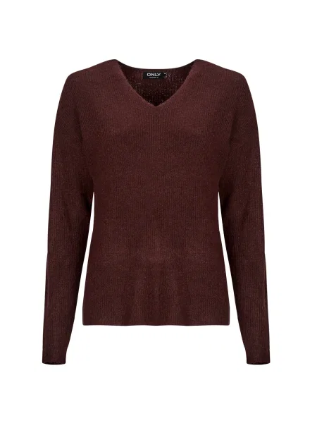 Pulover Only cu decolteu în V bordo