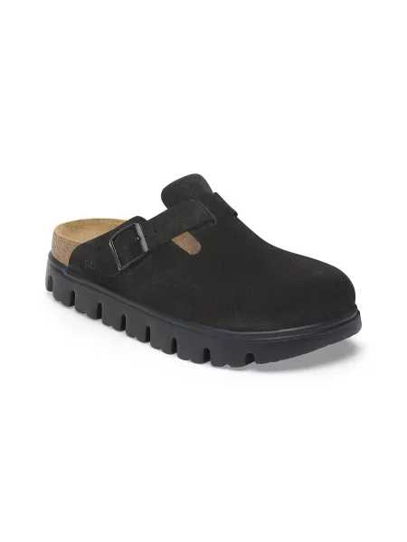 Birkenstock Boston Chunky Suede Leather Narrow Fit Kobiety Sandały Birkenstock Size: czarny