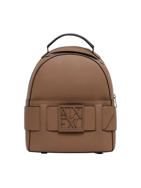 Armani Exchange plecak miejski z imitacji skóry brązowy