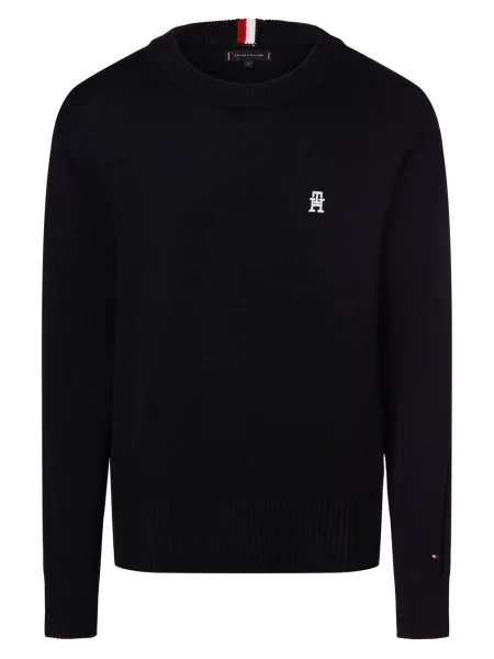 Sweter Tommy Hilfiger z okrągłym dekoltem niebieski