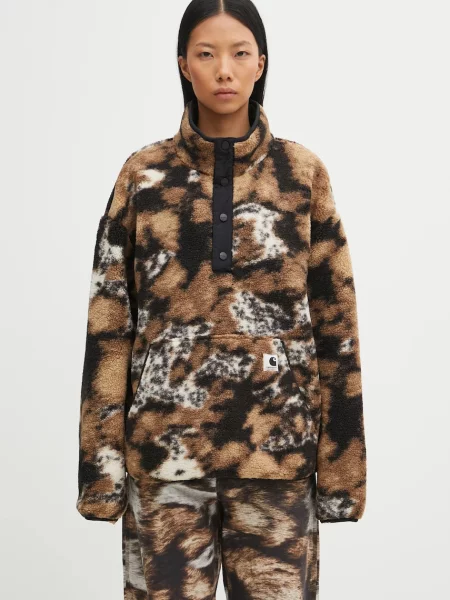 Carhartt WIP bluza polarowa W Elliot High Neck Liner wzorzysta brązowy