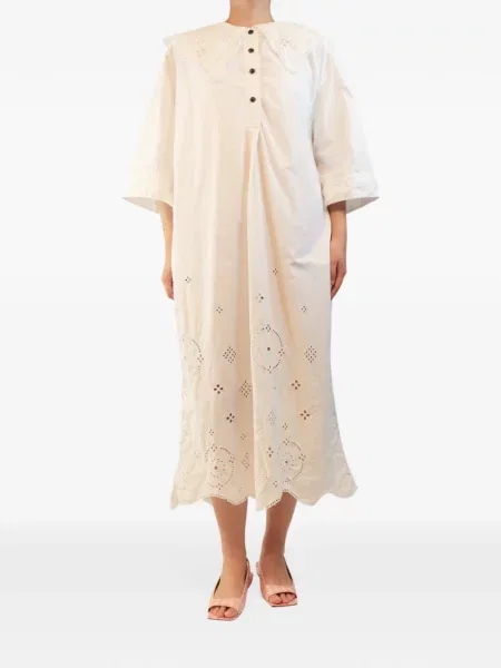 Rochie midi Ganni cu broderie alb