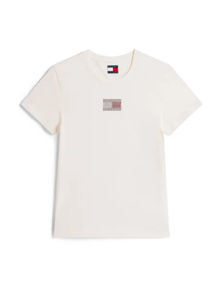 Tommy Jeans Tricou Party Flag Écru alb