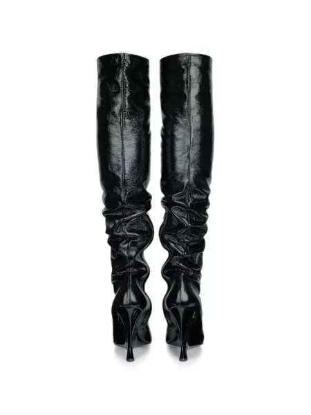 Cizme Balmain din piele cu pană negru
