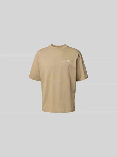 T-shirt o kroju relaxed fit z czystej bawełny Annarr beżowa