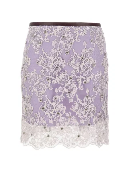 Fusta mini Jacques cu broderie violet