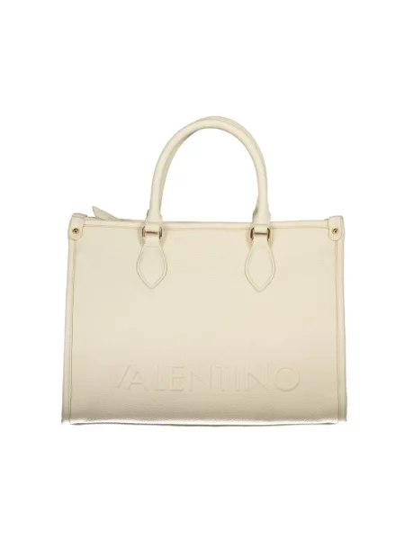 Lniana torebka Valentino Bags beżowa