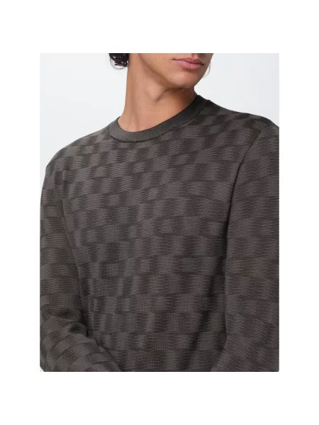 Sweter Emporio Armani wełniany z nadrukiem szary