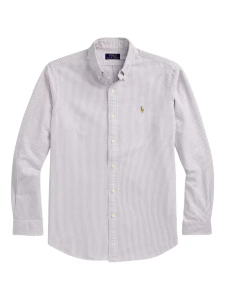 Tricou Polo Ralph Lauren din piele cu broderie în carouri maro