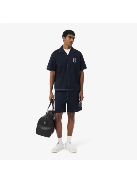 Lacoste Koszula Z Krótkim Rękawem Relaxed Fit granatowa
