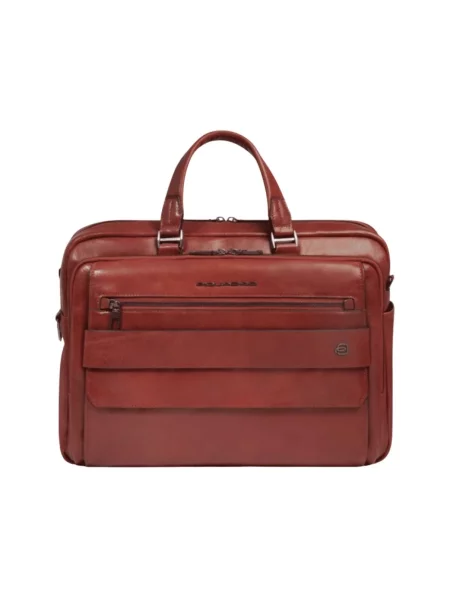 Torba na laptopa Piquadro skórzana brązowa