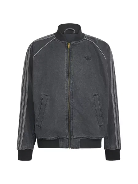 Geacă de blugi Adidas cu broderie negru