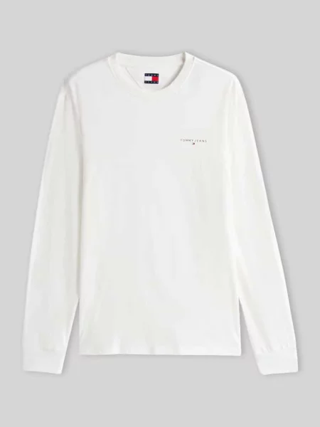 Bluzka z długim rękawem o kroju slim fit z czystej bawełny Tommy Jeans biała