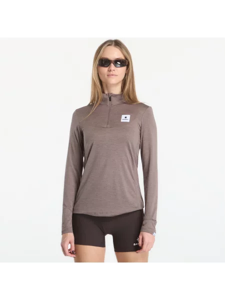 Tricou SAYSKY W Pace Half Zip Long Sleeve Taupe L
