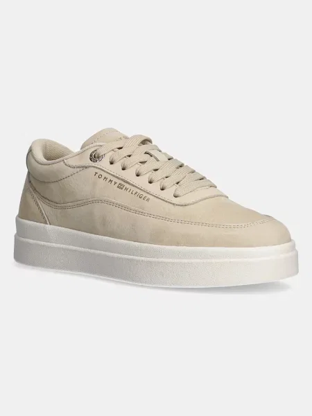 Маратонки от набук Tommy Hilfiger MODERN COURT SNEAKER NUBUCK бежово