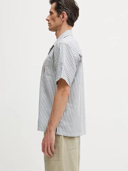 Carhartt WIP S/S Leavel Shirt сорочка з бавовною синя
