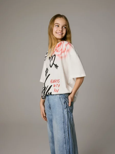 Reserved Джинси wide leg з декоративними елементами синій