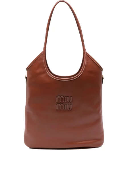 Torebka skórzana Miu Miu skórzana brązowa