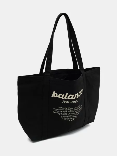 Сумка шоппер Sinsay с надписями черная