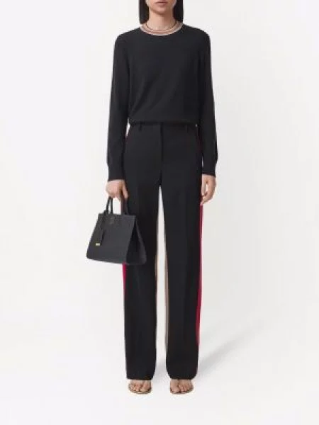 Kašmírový pruhovaný svetr Burberry černý