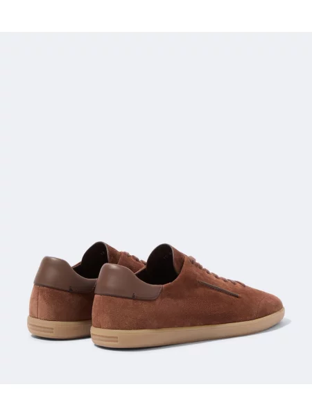 Sneakerși Zegna din piele de căprioară maro