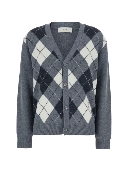 Cardigan Dunst de lână cu model argyle gri